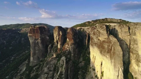 Rollback or pullback aerial shot of amazing natural mountain complex formation Stock Footage 94963522