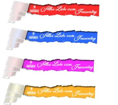 Rolled up and torn paper with caption, inscription happy women's day Stock Illustration