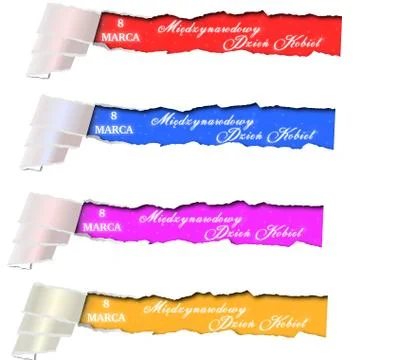 Rolled up and torn paper with caption, inscription happy women's day Stock Illustration