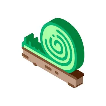 Rolled artificial turf isometric icon vector illustration Stock Illustration