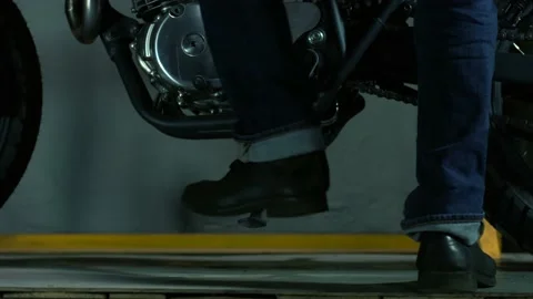 Rolled back the motorcycle Stock Footage 147554144