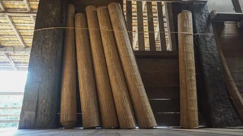 Rolled-up Bamboo Mats Stock Photos