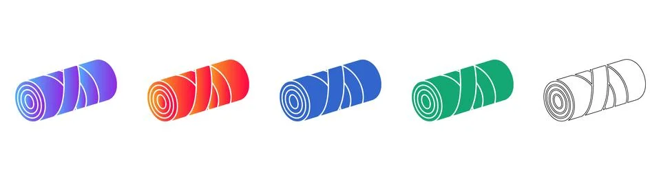 Rolled Bandage or Wrap Vector Icon Set Stock Illustration
