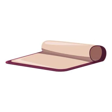 Rolled beige mat with purple border on white background Stock Illustration
