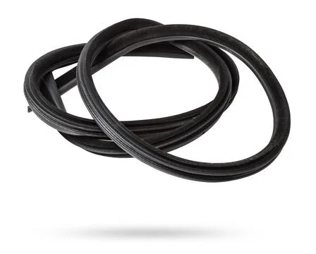 Rolled up black rubber sealant for elements of the car body, doors or trunk.. Stock Photos