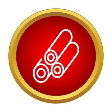 Rolled blueprint icon on a red circle with a golden frame イラスト素材