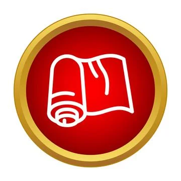 Rolled carpet icon on a red button application 스톡 일러스트