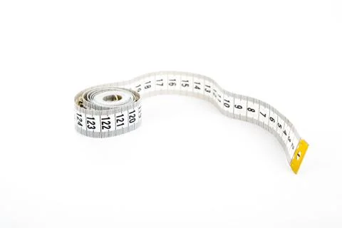 Rolled centimeter ruler Foto stock