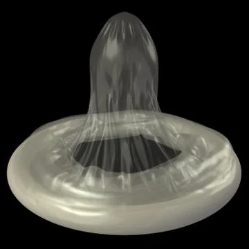 Rolled condom Isolated on black background Stock Illustration