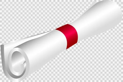Rolled up document tied with a red ribbon Stock Illustration