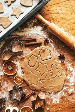 Rolled dough for gingerbread Stock Photos