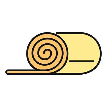 Rolled fabric material bolt flat vector icon Illustrazione stock