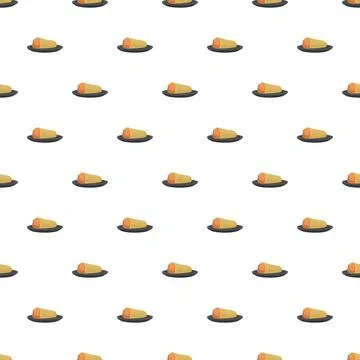 Rolled food items on plates repeating pattern Stock Illustration
