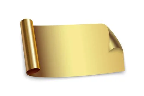 Rolled Golden Scroll with Folded Corner Stock Illustration