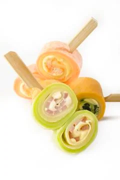 Rolled ham and cheese Stock Photos