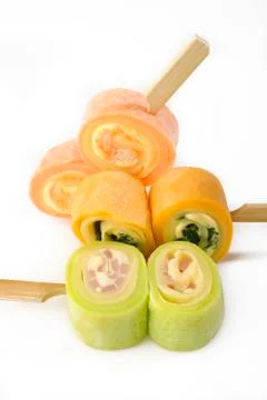 Rolled ham and cheese Stock Photos
