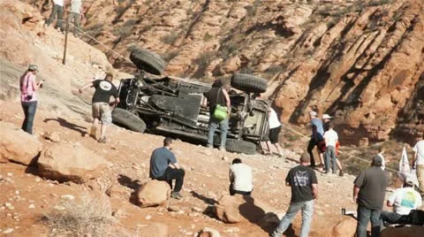 Rolled Jeep Stock Footage 22427379