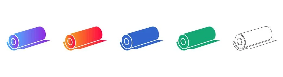 Rolled Material Cylinder Icon Set Stock-Illustration