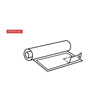 Rolled material unfolding generic roll graphic line art icon Stock Illustration