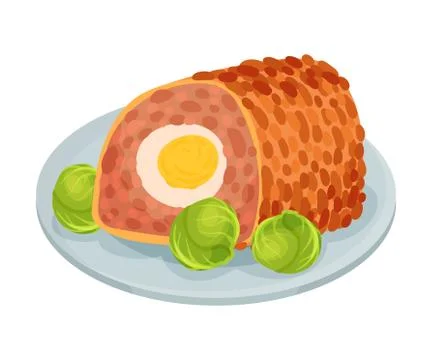 Rolled Meat of Forcemeat as Cuban Dish Vector Illustration Stock Illustration