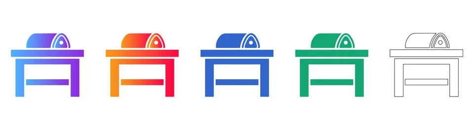 Rolled Meat on a Table Icon Set Stock Illustration