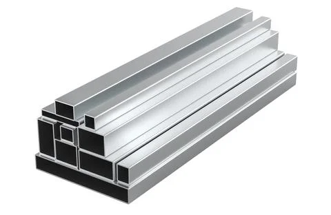 Rolled metal, square pipes, different size. Steel Square Hollow Section Pip.. 库存插图