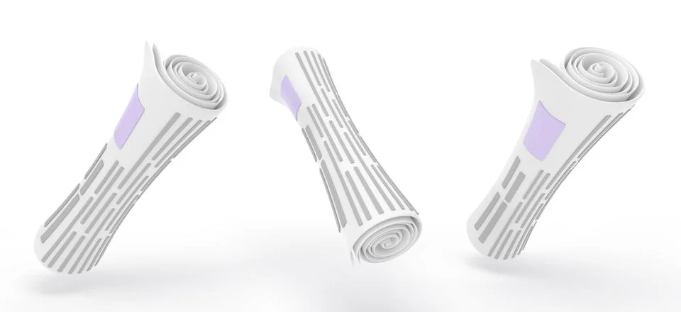 Rolled newspaper in different angles 3d render. News paper, daily press or Stock-Illustration