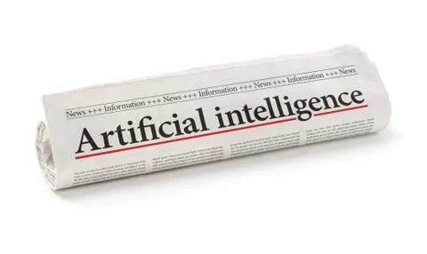 Rolled newspaper with the headline Artificial intelligence Photos