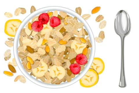 Rolled oats with bananas background vector illustration 스톡 일러스트