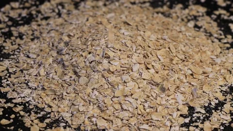 Rolled oats close up rotation loopable slow motion video Stock Footage 237904531