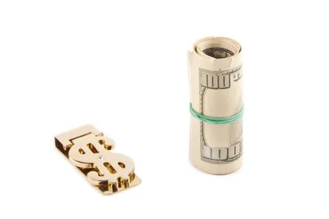 Rolled up paper dollar Stock Photos