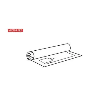 Rolled paper scroll with blueprint or plan illustration Stock Illustration