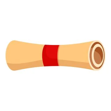 Rolled paper scroll with red ribbon, ancient document for message Illustrazione stock