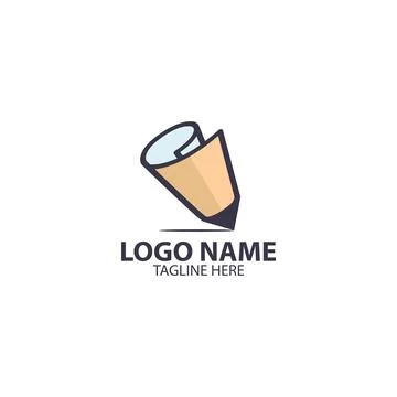 Rolled pencil logo design vector Illustrazione stock