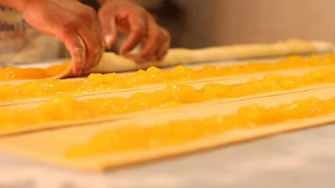 Rolled up pineapple tartlets Stock Footage 130086157