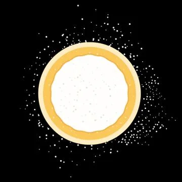 Rolled pizza dough flat vector isolated on black Stock Illustration