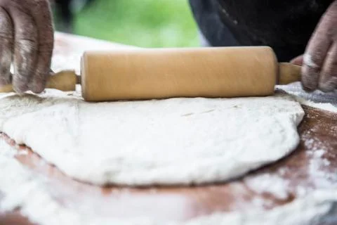 Rolled pizza dough Stock Photos