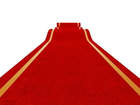 Rolled up red carpet isolated on white background Stock Illustration