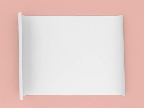 Rolled up roll of white paper A4 size on a orange background. Stock-Illustration