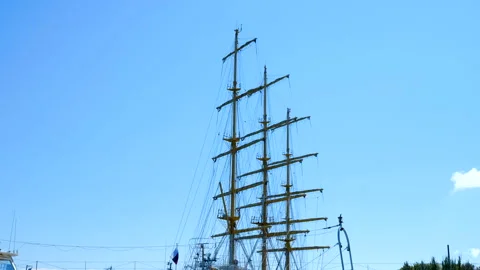 Rolled up sails on the boat. Stock-Footage 98199519