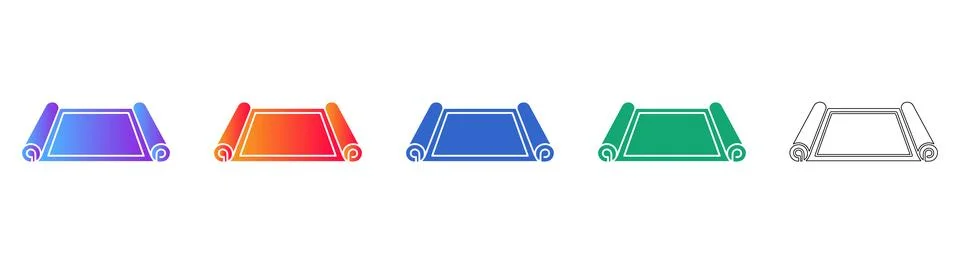 Rolled Scroll or Blueprint Document Icons Stock Illustration