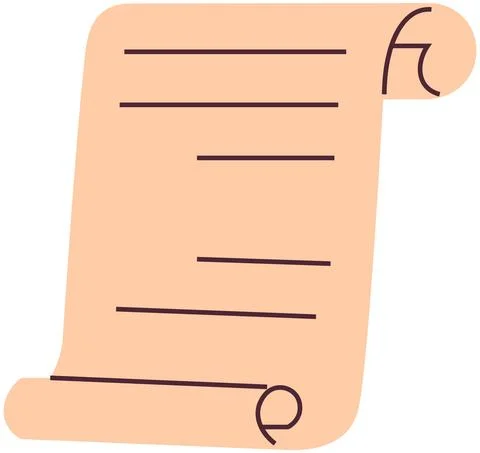 Rolled sheet of paper for writing notes. Antique parchment or papyrus for 스톡 일러스트