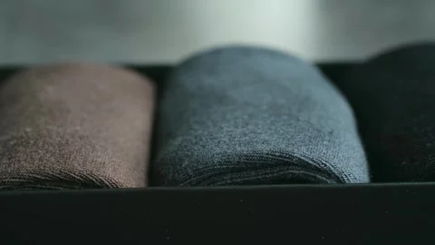 Rolled socks collection in elegant black box Stock-Footage 317906997