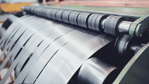 Rolled steel. Stack of rolls, cold rolled steel coils in action. Galvanized.. Stock Footage 327943757