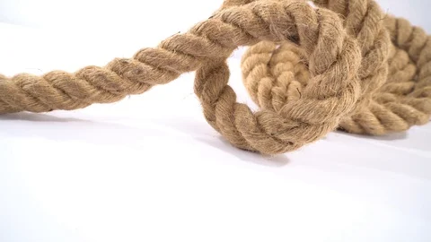 Rolled Strong Rope on white Background Stock Footage 126152178