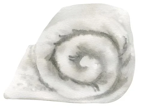 Rolled Towel on isolated background. Hand drawn watercolor illustration of white Stock Illustration