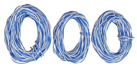 Rolled twisted pair cable isolated on white Stock Photos