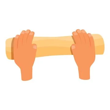 Rolled up yoga mat held by two hands after a fitness or gym workout Stock Illustration