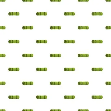 Rolled yoga mats creating seamless green pattern Stock Illustration