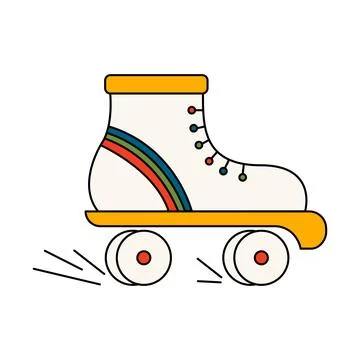Roller 70s 80s in style flat. Isolated vector retro illustration. Stock Illustration